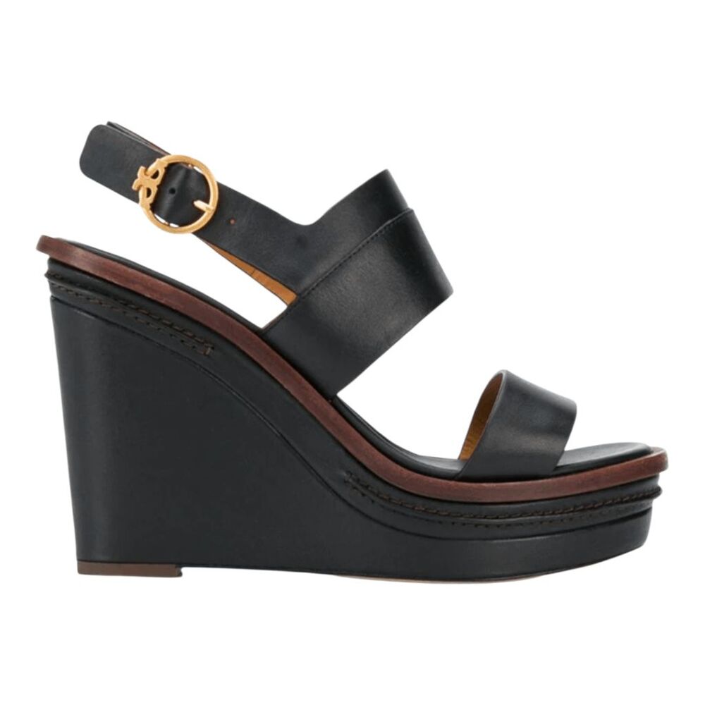 TORY BURCH Selby Leather Slingback Wedge Sandals Size 6.5
